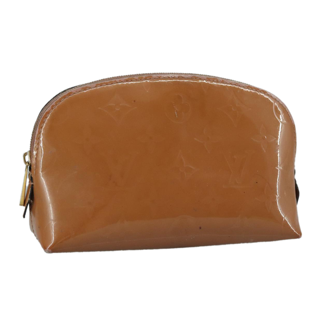 LOUIS VUITTON Monogram Vernis Pochette Pouch Rose Velours M90008 LV Auth 108720